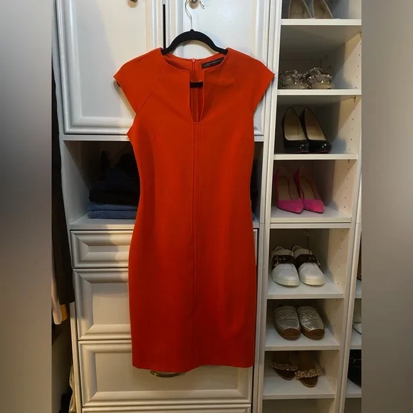 Zara Vibrant Orange Midi Dress - Picture 1 of 6